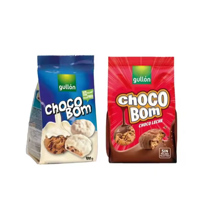 Gullón Choco Bom Blanco y chocolate con Leche - Galletas de Chocolate Crujientes con pepitas de chocolate - Caja de 12 Unidades de 100 gr - 1