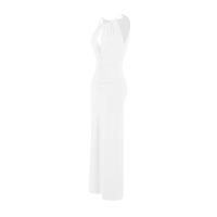 Vestido Largo Elegante Para Mujer Otoño 2025 Sin Mangas Cuello Redondo Color Sólido Ajustado Estilo Banquete Moda Nueva - details 13