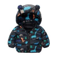 Chaqueta De Poliéster Para Niños Con Capucha Y Cierre De Cremallera Outerwear Ligera Para Otoño Con Estampado De Dinosaurio Cartoon - details 1
