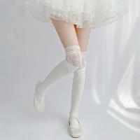 Medias Largas De Veludo Con Encaje Blanco Y Cinta Para Mujer Estilo Lolita Calf Socks Lindas Y Dulces Medias De Pierna Media - details 5