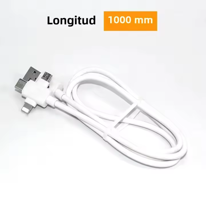 Cable De Extensión USB 3 En 1 Para Móvil Con Micro USB Tipo-C Compatible Con iPhone Xiaomi Samsung Carga Rápida 2A - 1