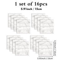 Pegatinas De Pared Self-Adhesive Imitación De Azulejos Cristalinos Blancos 16 Piezas Resistente Al Agua Y Humedad Estilo Clásico Para Decoración Del Hogar - details 6