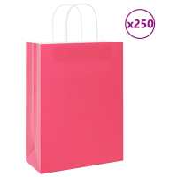 vidaXL Bolsas de papel kraft con asas 250 uds negra 26x12x35 cm en color Negro/Rosa/Amarillo y más - details 1
