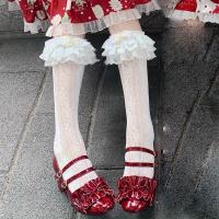 Calcetines De Encaje Blanco Maternidad Lolita Con Lazo Largos Para Mujeres Calcetines De Seda De Muñeca Calcetines De Algodón Dulce - details 4