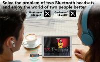 Adaptador De Audio Bluetooth 5.2 2 En 1 Transmisor Receptor Aptx HD Bajo Retardo 3.5mm AUX Para TV PC Coche Altavoz 2 Auriculares - details 10