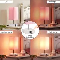 Lámpara de mesa con control tacthil Con 2 Puertos de carga USB, lámparas de 3 Vías al lado del escritorio, Pink Pantalla - details 2