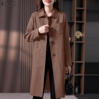 ZANZEA Chaqueta De Verano Para Mujer Estilo Oficina Lapela Cuello Largo Manga Larga Abrigo Elegante Solido Ajustado Exterior - details 2