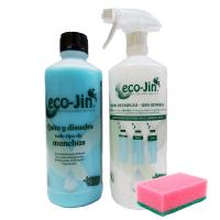 ECO JIN Azul Spa Original, 1L concentrado + estropajo, limpieza perfecta sin limites ECO-JIN. Ecológico, Higiénizante, Bactericida, Anticalcareo, desinfectante y elimina cal. Componentes tensoactivos. Exclusivo y poderoso quitamanchas. Distrilocu - details 0