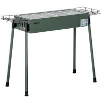 Outsunny Parrilla de Carbón, Parrilla de Camping Antideslizante con Rejilla, Clip para Parrilla, Cestas Laterales para Jardín, Barbacoa de Acero Inoxidable + Metal Galvanizado Verde Oscuro 77 x 30 x 70 cm - details 0
