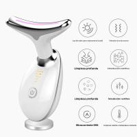 Masajeador Facial Y De Cuello 7 En 1 Para Arrugas Y Double Chin Masajeador Vibratorio Con Terapia De Luz USB Recargable Material Plástico - details 0