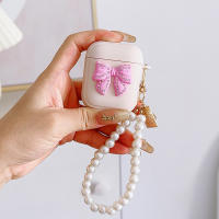 Estuche De Protección Para AirPods Pro2 3 Generación Lujo Con Perla Y Rosado Rosa Con Lazo Estuche Para Auriculares Con Cierre Y Llavero - details 4