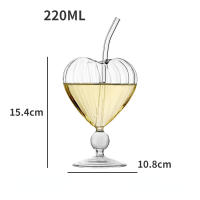 Vaso De Corazones Creativos Para Bebidas Con Pajita Vaso De Mezcla Para Bar Vaso De Jugo De Coctel De Altura Material Vidrio Borosilicato Capacidad 220ml - details 5