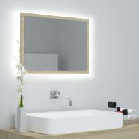 vidaXL Espejo de baño acrílico brillo 60x8,5x37 cm en color Negro/Marrón roble/Roble Sonoma y más | decorativo de pared para baño dormitorio recibidor moderno - details 2