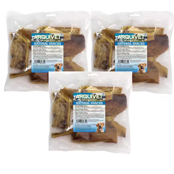 Snacks para Perro Tendón de búfalo completamente naturales que proporcionan a tu perro una perfecta higiene dental  (Bolsa 250 g) (Pack de 3 Unidades Arquivet ) - 1
