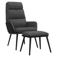 vidaXL Sillón de relax con taburete tela y piel sintética Gris claro, Gris oscuro, Negro Sillon Dormitorio Sillon Comodos Silla Relax Sillón Sofá - details 2