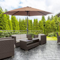 Parasol Manual Ø 2,95x2,5 m Parasol Articulado, Parasol de Mercado, Marron, 180/m² Poliéster, Estable - details 0