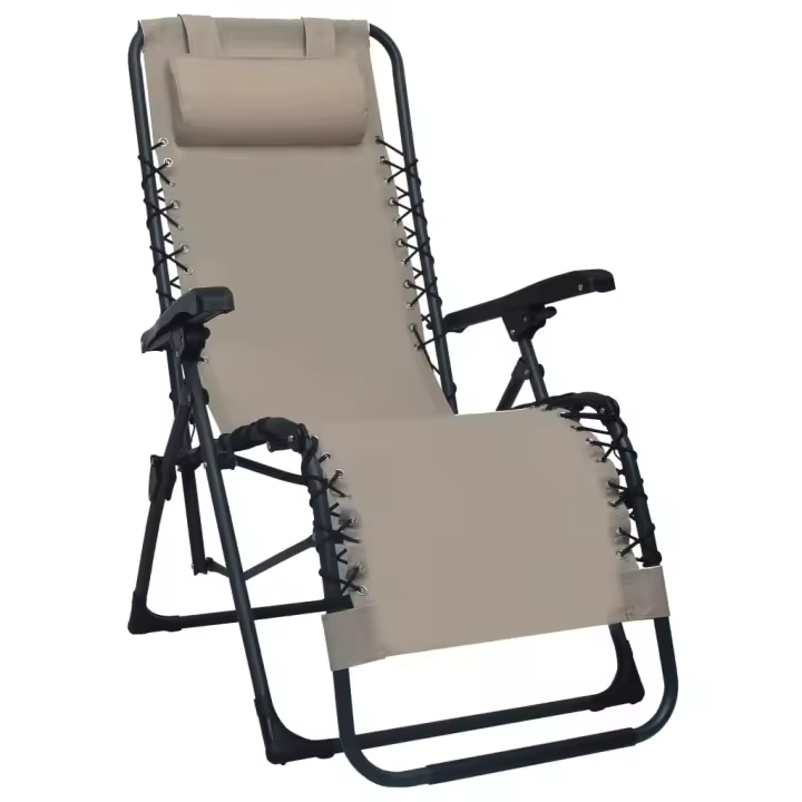 vidaXL Tumbona plegable de textilene gris taupe - 1
