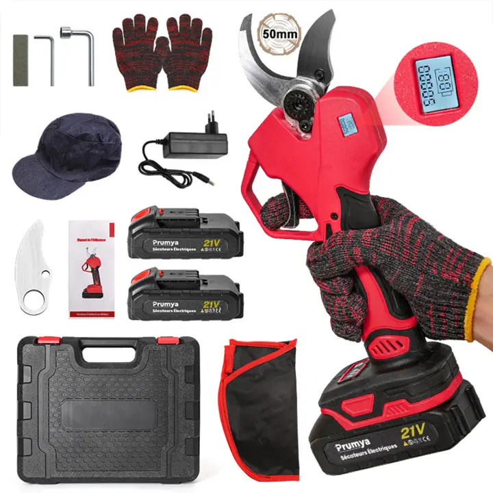 1000W Brushless Electric Pruning Shear 36V Rechargeable Cordless Tree Branch Pruner Scissors Garden Tool For Makita 2*Battery - 1