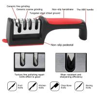 Afilador De Cuchillos Multifuncional De Mano De 4 Segmentos Para Cocina Con Piedra De Afilar Negra Sharpening Stone Afilador Rápido De Acero Inoxidable - details 3