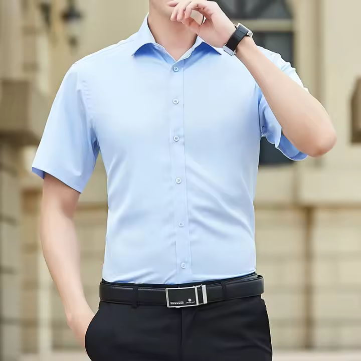 Camisa De Verano Para Hombre De Talla Grande 5XL Blanco Sólido Clásica Casual Negocios Manga Corta Estilo Elegante Trabajo - 1