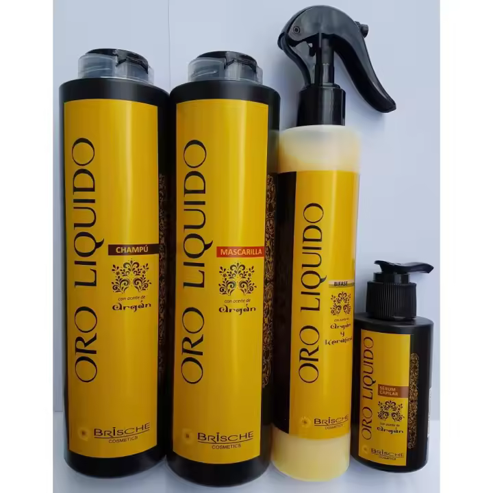 Tratamiento Capilar Brische Cosmetics Argán: Champú 500ml, Mascarilla 500ml, Bifase 250ml y Serum 100ml - 1