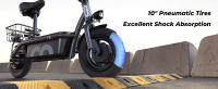 Patinetes Electricos Adultos iScooter F3 con Asiento y Cesta Trasera, Motor de 1000W, Batería de 48V 13Ah, Neumático Neumático de 10 Pulgadas, Velocidad Máxima de 45km/h, Alcance de 60km, Freno de Tambor Delantero y Trasero, Carga Máxima de 120kg - details 7