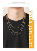 Collar De Cadena Figaro Simplicidad Vnox Para Hombres Y Mujeres Acero Inoxidable Antialérgico Joyería Minimalista De Moda - details 1