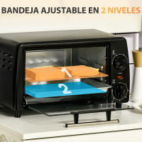 HOMCOM Horno Eléctrico Sobremesa 10 Litros 750W Horno de Convección con Temperatura hasta 230 ℃ Temporizador 60 Minutos Bandeja y Rejilla 36,5x26x22 cm - details 4
