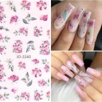 9PCS Pegatinas De Uñas Con Diseño De Flores Primaverales Y Hojas Adornos De Manicura Con Brillo Decoración De Transferencia De Uñas - details 2