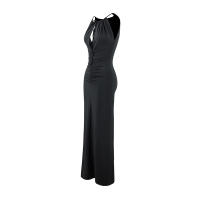 Vestido Largo Elegante Para Mujer Otoño 2025 Sin Mangas Cuello Redondo Color Sólido Ajustado Estilo Banquete Moda Nueva - details 16