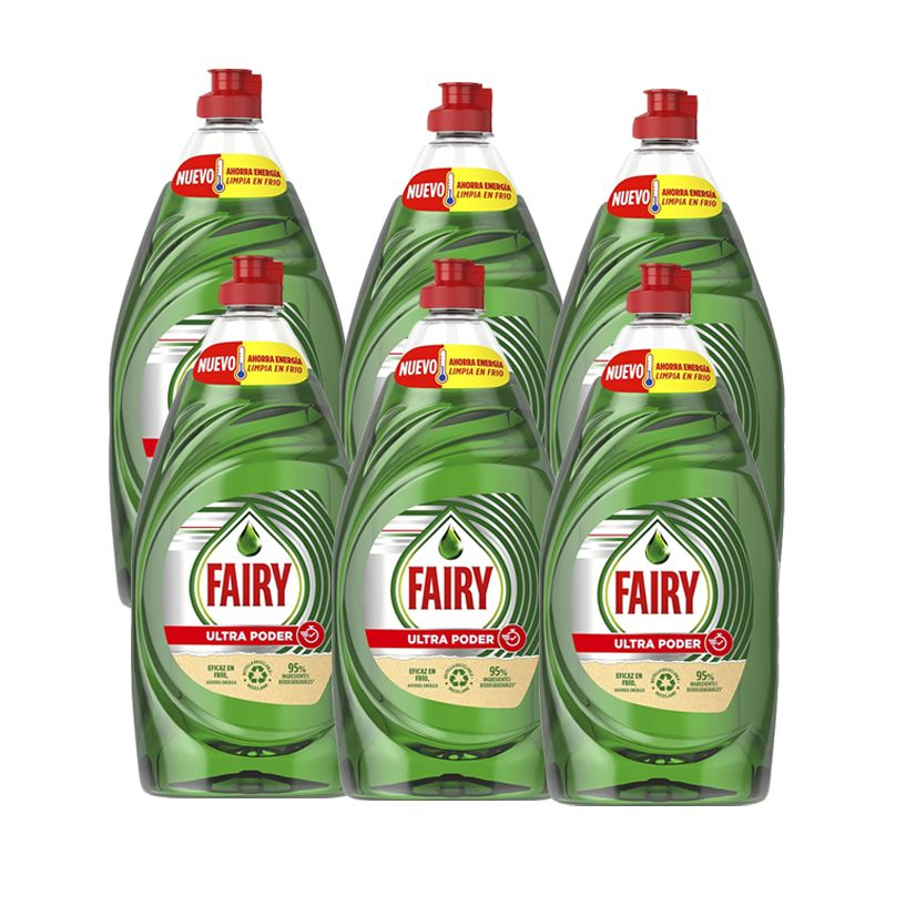 Fairy | Ultra Poder Original Líquido Lavavajillas Fórmula Efectiva Que Deja Los Platos Relucientes, Impresionante Poder Antigrasa 6x780ML
