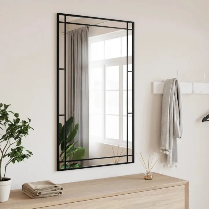 Espejo de pared rectangular de hierro negro 60x100 cm - 1