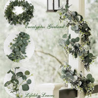 Guirnalda De Eucalipto Artificial 2pcs/1pc Hojas Y Enredaderas Verdes Para Bodas Arco De Decoración De Fiesta En Casa - details 4