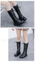 Botas De Niñas Largas En Negro Moda Otoño Invierno Bota De Motocicleta Clásica De Goma Alta Botas De Princesa Con Cierre De Cremallera - details 2