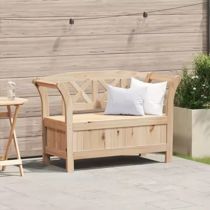 Banco de Almacenamiento para Jardín vidaXL 119x76x44 cm de Madera Maciza de Pino - 1