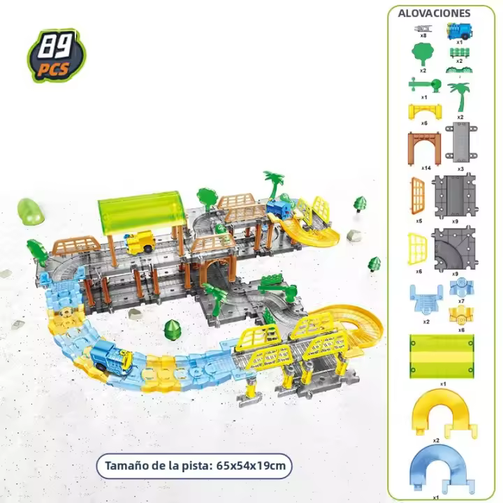 Coche De Montaje Eléctrico Para Niños Vía Transparente Juguete De Rompecabezas De Ferrocarril Pequeño Juego De Papá E Hijo - 1