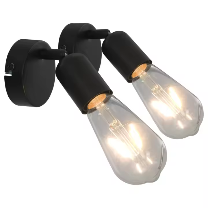 vidaXL 2x Lámpara Pared Techo Vintage Retro Metal Bombilla Cobre Aplique Color negro y cobre,  Negro, y mas - 1