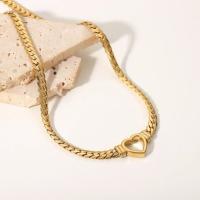 Collar De Cadena Cubana De Acero Inoxidable 316L Para Mujer Con Corazón Hueco Cadena Serpiente Plana Joyería De Moda Clavícula Hipóalergénica - details 7