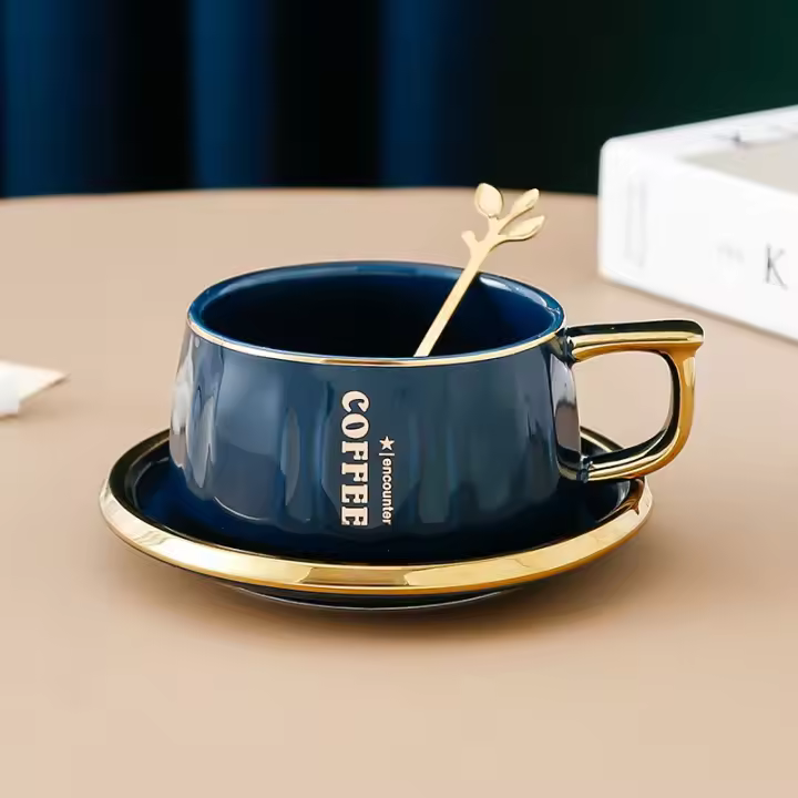 Taza De Café Cerámica Para El Hogar Con Cuchara Taza De Té De La Tarde Taza De Desayuno Estilo Moderno Simplicidad Capacidad 201-300ml - 1