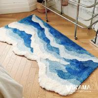 VIKAMA Alfombra De Lado Para Dormitorio Estilo Oceánico Con Ondas Suave Y Cálida Para Niñas Fácil De Limpia Antideslizante Y Resistente Al Desvanecimiento - details 7