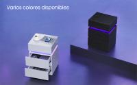 VASAGLE Mesita de Noche con Tira de Luz LED Multicolor Variable, 3 Cajones, Mesa Auxiliar, Estilo Moderno, 35 x 40 x 55 cm, Negro con Veta de Madera/Blanco - details 1