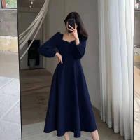 Vestido Largo Elegante De Mujer Con Manga Puff Elegante Vestimenta Para Bodas Y Noches Viejas Moda Cintura Alta Ajustada Para Fiestas De Noche - details 2