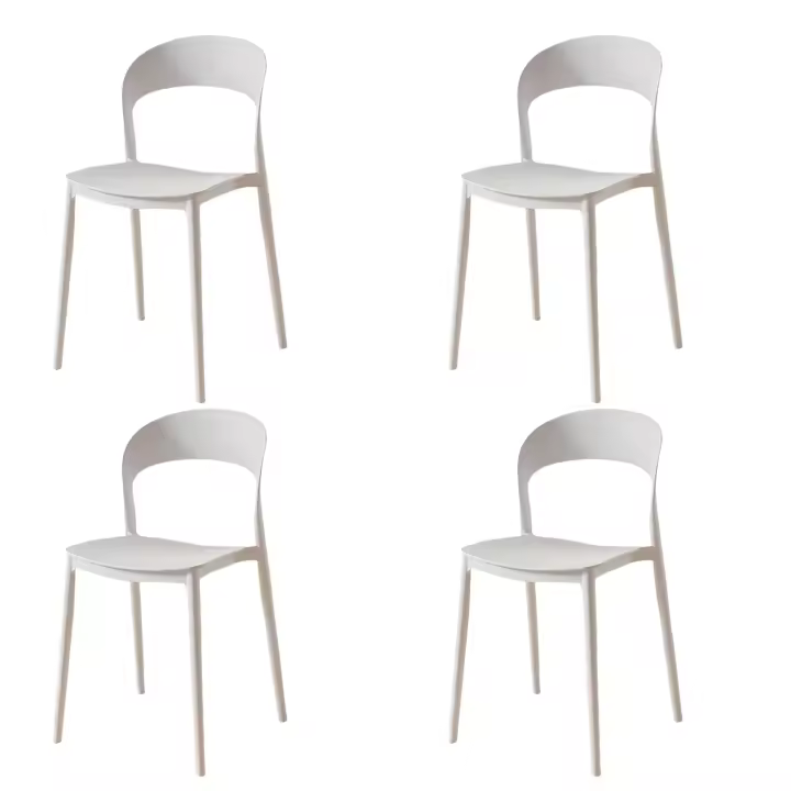 Pack 4 Sillas de Cocina Princeton Respaldo Redondeado Estilo Moderno en Color Blanco - 1