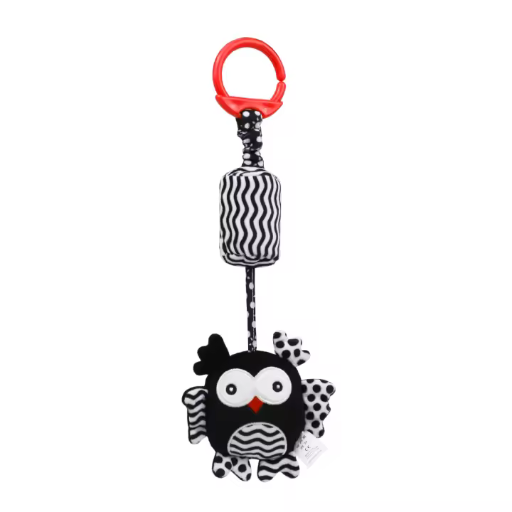 Campanas de viento en blanco y negro para bebé, colgantes para cochecito de bebé, conejo, abeja, pájaro, búho, perro, colgantes para coche, campana para cama. - 1