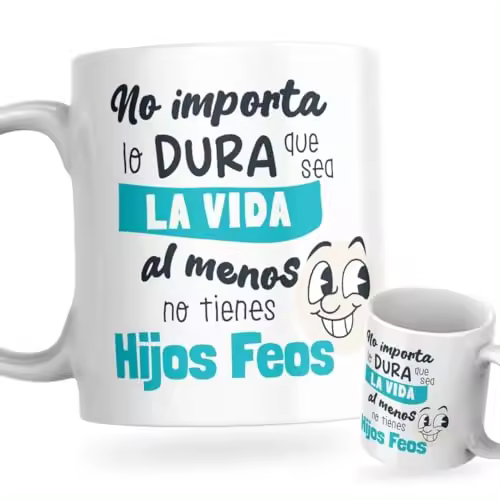DEREGALOOS Taza Día del Padre | Regalos Originales Para Hombre | Taza de Café con Frase Divertida Para Papá | Apta Para Microondas y Lavavajillas | No Importa lo Dura que Sea La Vida. - 1