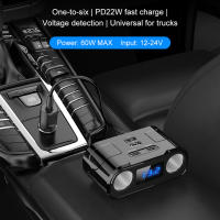 Adaptador De Cargador De Coche Con Dos Oquedades De Encendedor De Coche PD 22W QC3.0 Splitter De Encendedor De Coche ABS Y PC Con Pantalla De Voltaje Digital - details 1