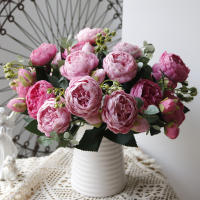 1 Rama De Púas De Seda En Blanco Para Decoración De Hogar Accesorios De Boda Fiesta DIY Pompones Rosas Artificiales Plantas Falsas Para Scrapbook - details 14