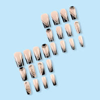 Kit De Uñas Postizas De Presión Para Mujeres Y Niñas 24 Piezas Juego De Uñas Postizas Cortas Cuadradas Con Diseño De Flores Geométricas Y Brillo Moda Oficina - details 58