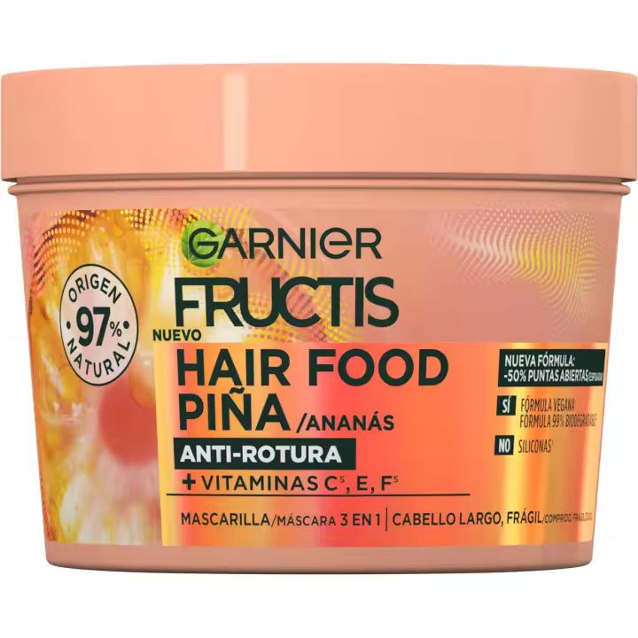 GARNIER Fructis Hair Food Sets de Piña de Champú, acondicionador o mascarillas 3 en 1 Anti-rotura para Cabello Largo, Frágil - 1