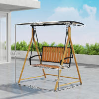 Outsunny Columpio de Jardín Exterior de 2 Plazas Balancín de Jardín Exterior con Toldo Ajustable y Estructura de Metal Carga 240 kg 142x112x162 cm Natural y Beige - details 2